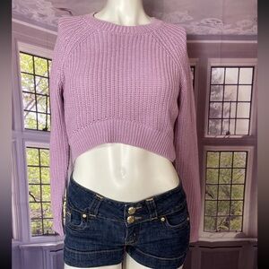 Forever 21 Lilac Cropped Sweater Round Neck Women’s Knit  Sweater Size Small